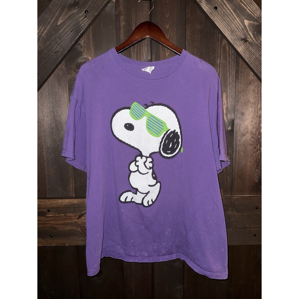 VTG Y2K Snoopy Joe Cool T-shirt Graphic Tee Unisex Men's XL Purple Peanuts